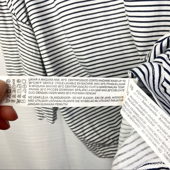 NWOT•Zara Trafaluc•modal flounce black white stripe bell oversized sleeve small - Picture 6 of 8